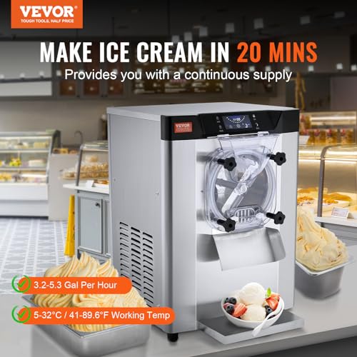 Commercial Ice Cream Machine 1400W 20/5.3 Gph Hard Serve with LED Display V506194