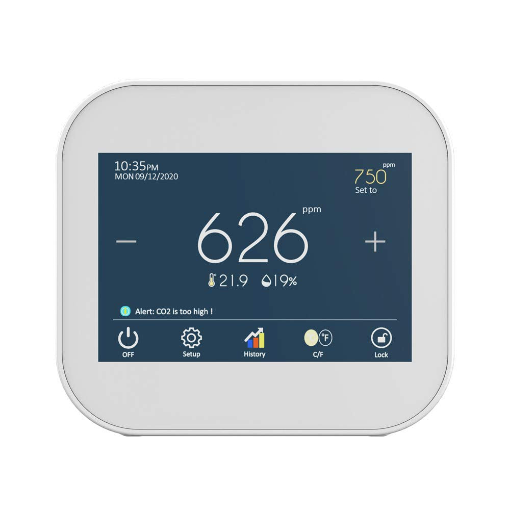 Indoor CO2 Meter Temperature and Relative Humidity Detector 0~9999ppm Pack of 2 A363187