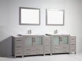 108 in. Double Sink Vanity Cabinet with Ceramic Sink & Mirror Grey D9523