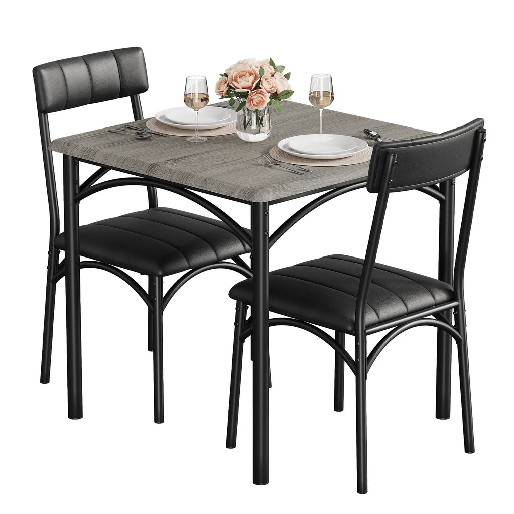 3 Piece Square Dining Table Set with 2 Upholstered Chairs M556