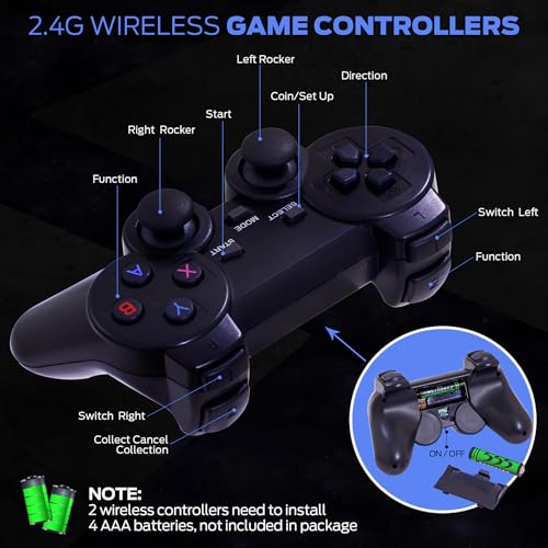 Wireless Retro Game Console with 25000+ Built-in Games, 4K HDMI Output, 2.4GHz Wireless Controller (Red) V513555