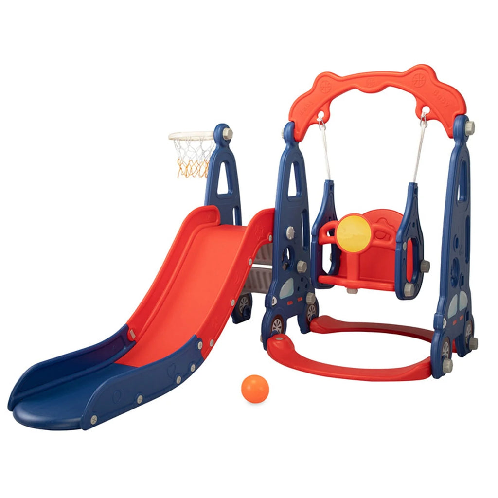 3 in 1 Kids Slide and Swing Set with Basketball Hoops S102222
