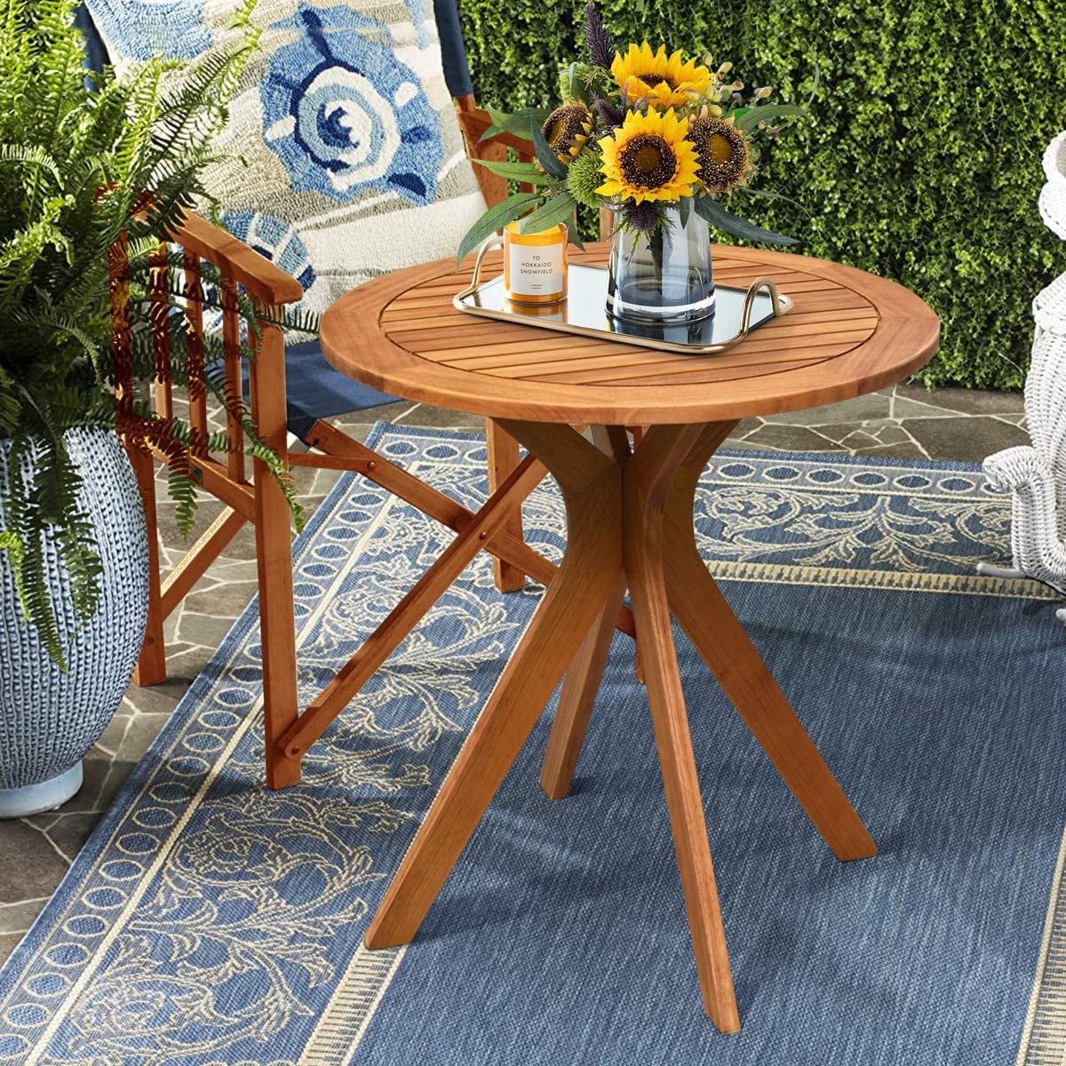 27.5 Inch Eucalyptus Wood Round Bistro Table W133