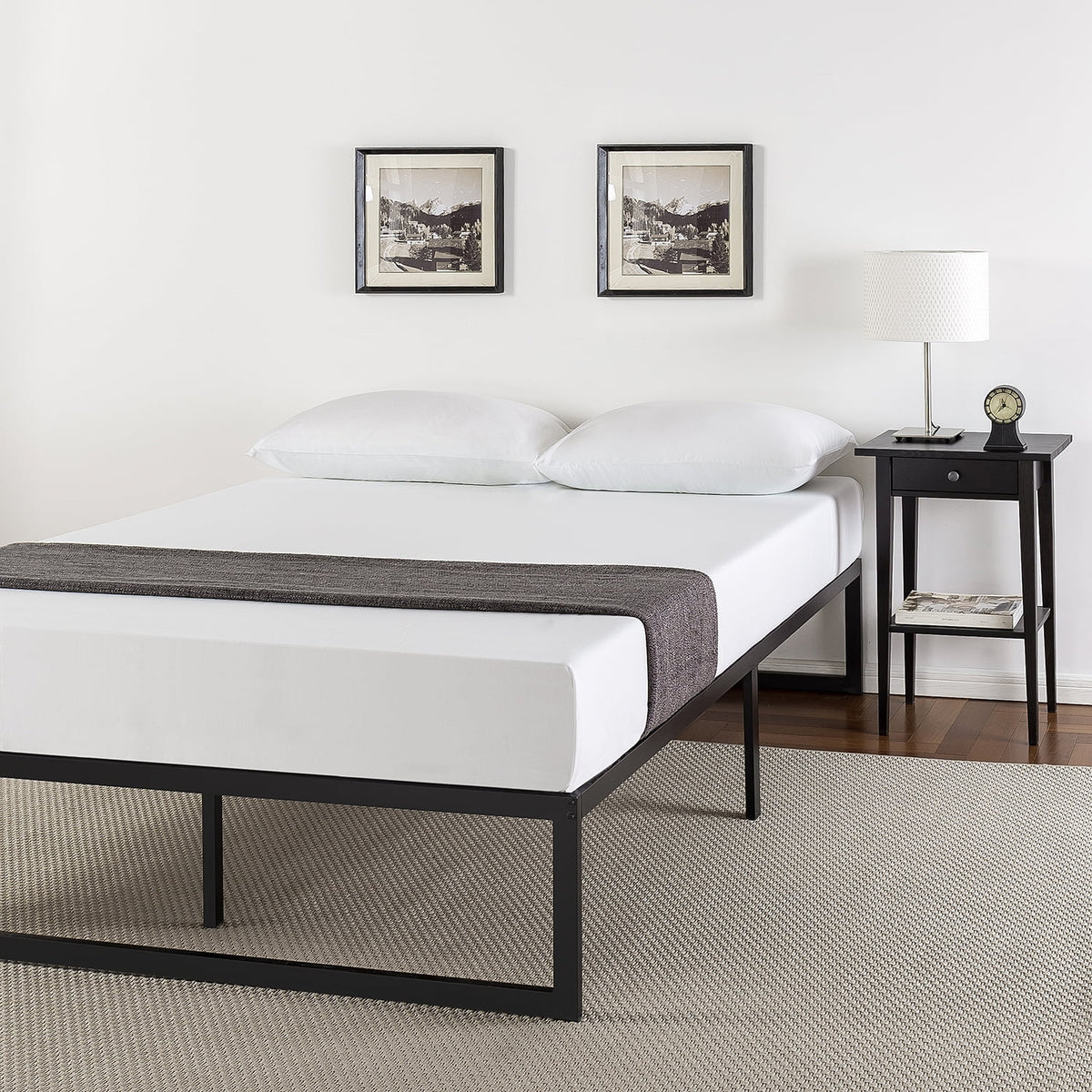 14" Metal Platform Bed Frame with Steel Slat Support, Twin Q78836