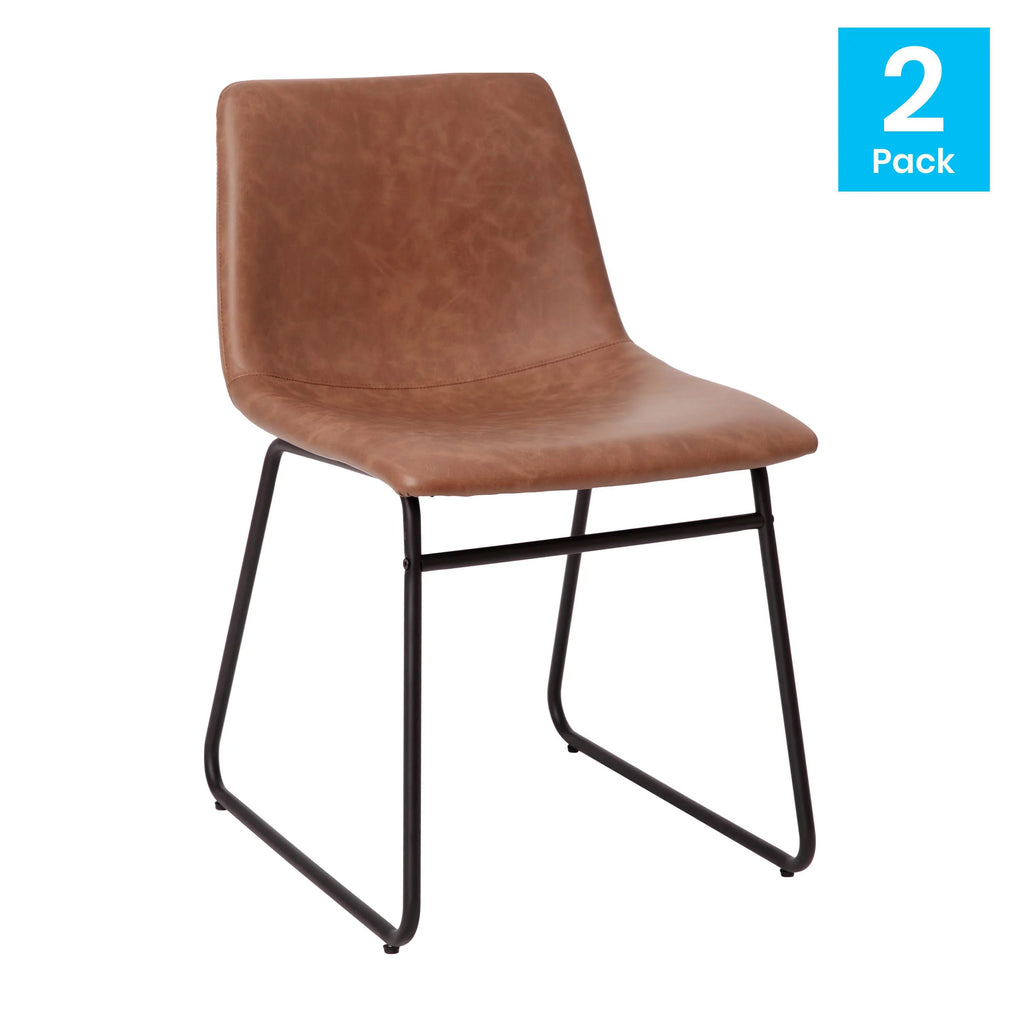 Light Brown Faux Leather Dining Chair Set of 2 C91045