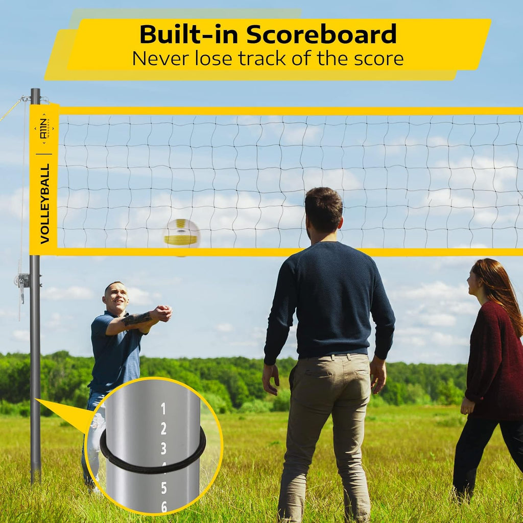 Outdoor Volleyball Set with Anti-Sag Net, Volleyball, Air Pump, Boundary Markers, and Carrying Bag O930