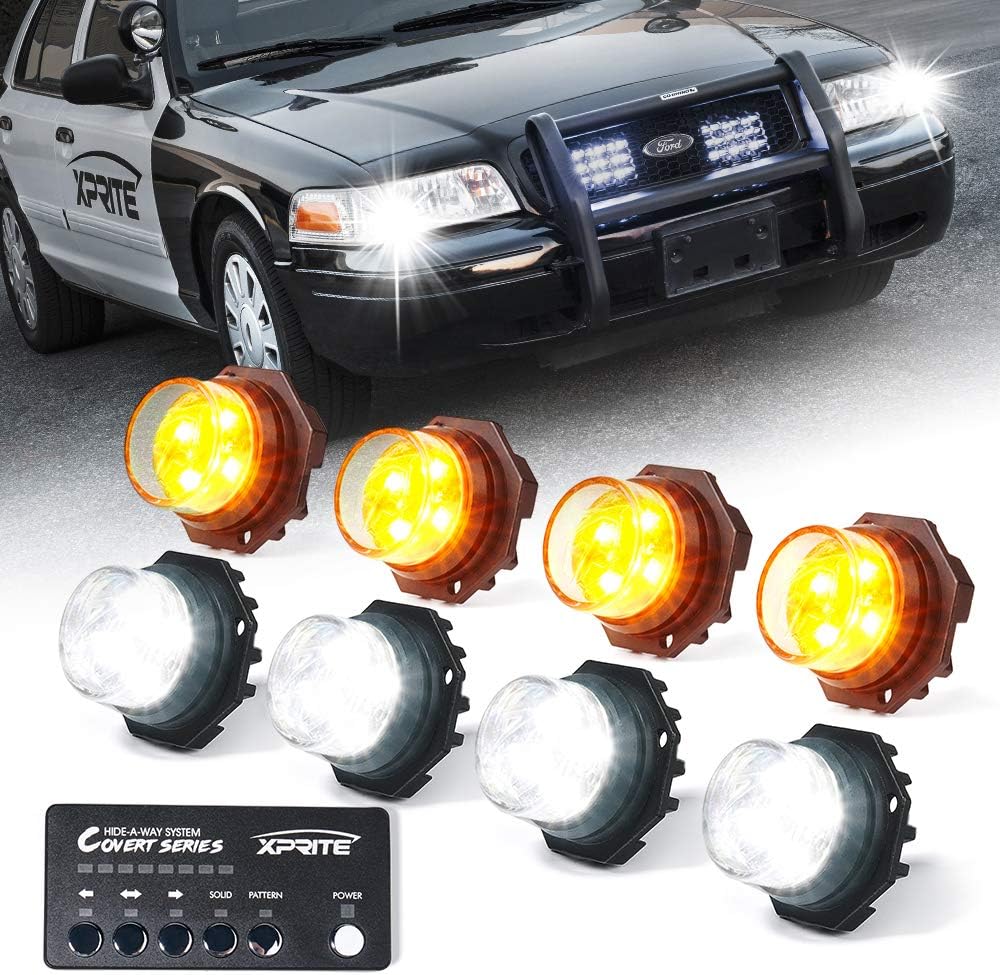 White Amber LED Strobe Lights Kit 8 PCS Q147919