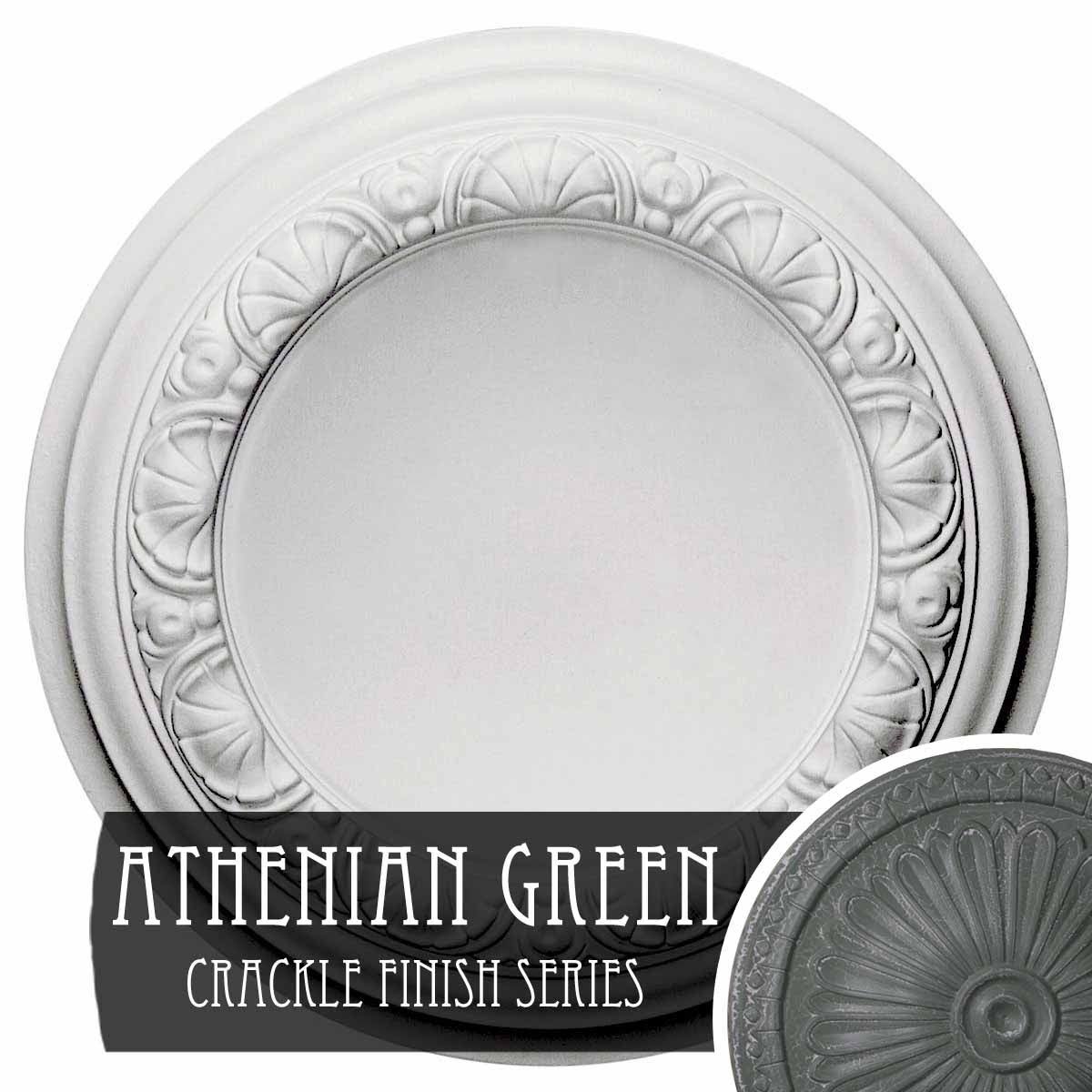 12 1/2 inch x 1 1/2 inch Hand-Painted Green Crackle Ceiling Medallion A5807
