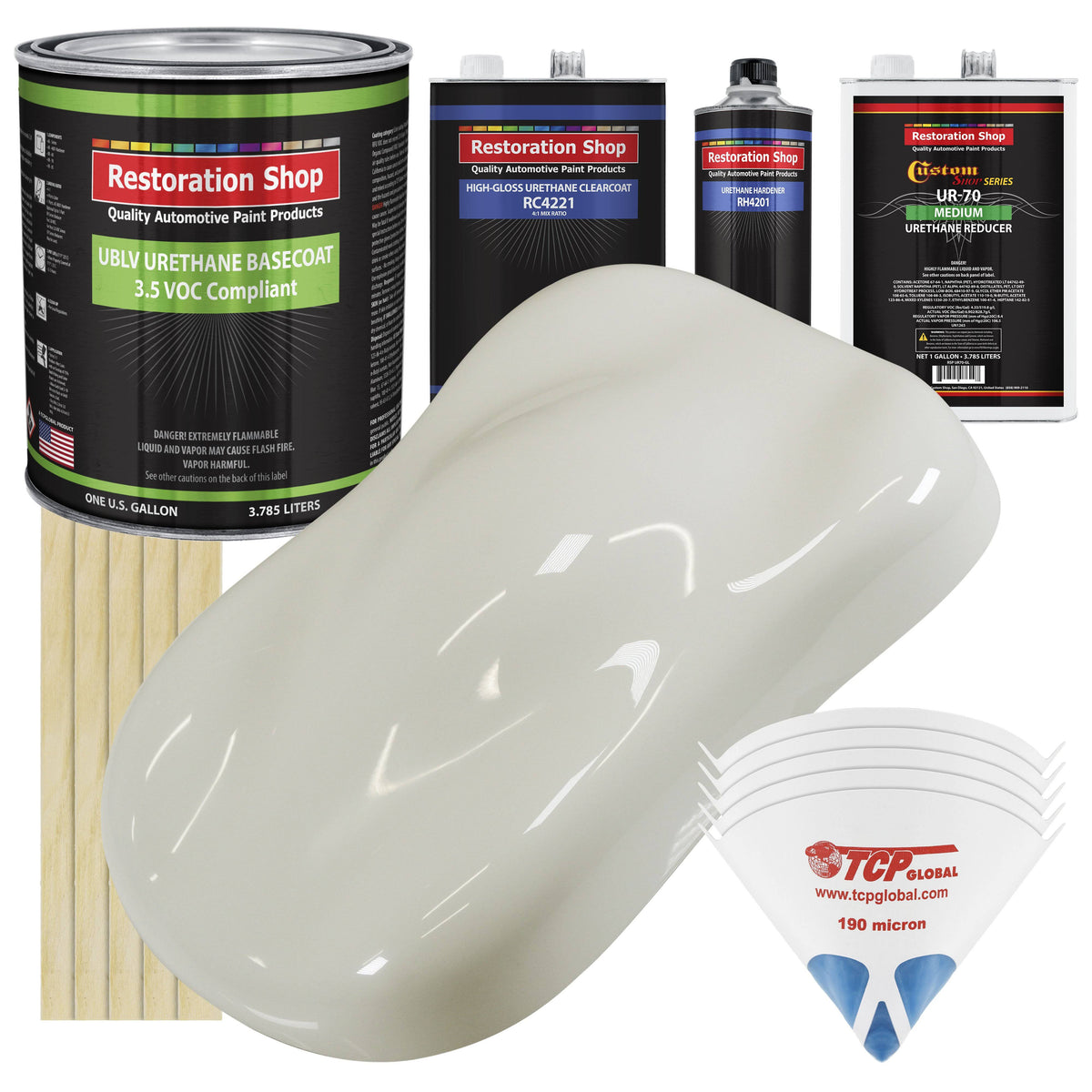White Gallon Low VOC Urethane Basecoat Clearcoat Auto Paint Kit S49168