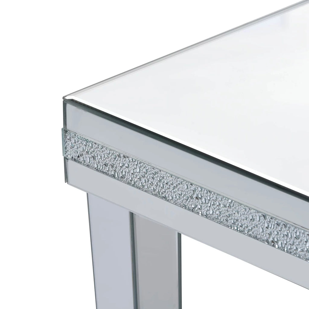 Glass Mirrored Side Table with Adjustable Height Legs M794956