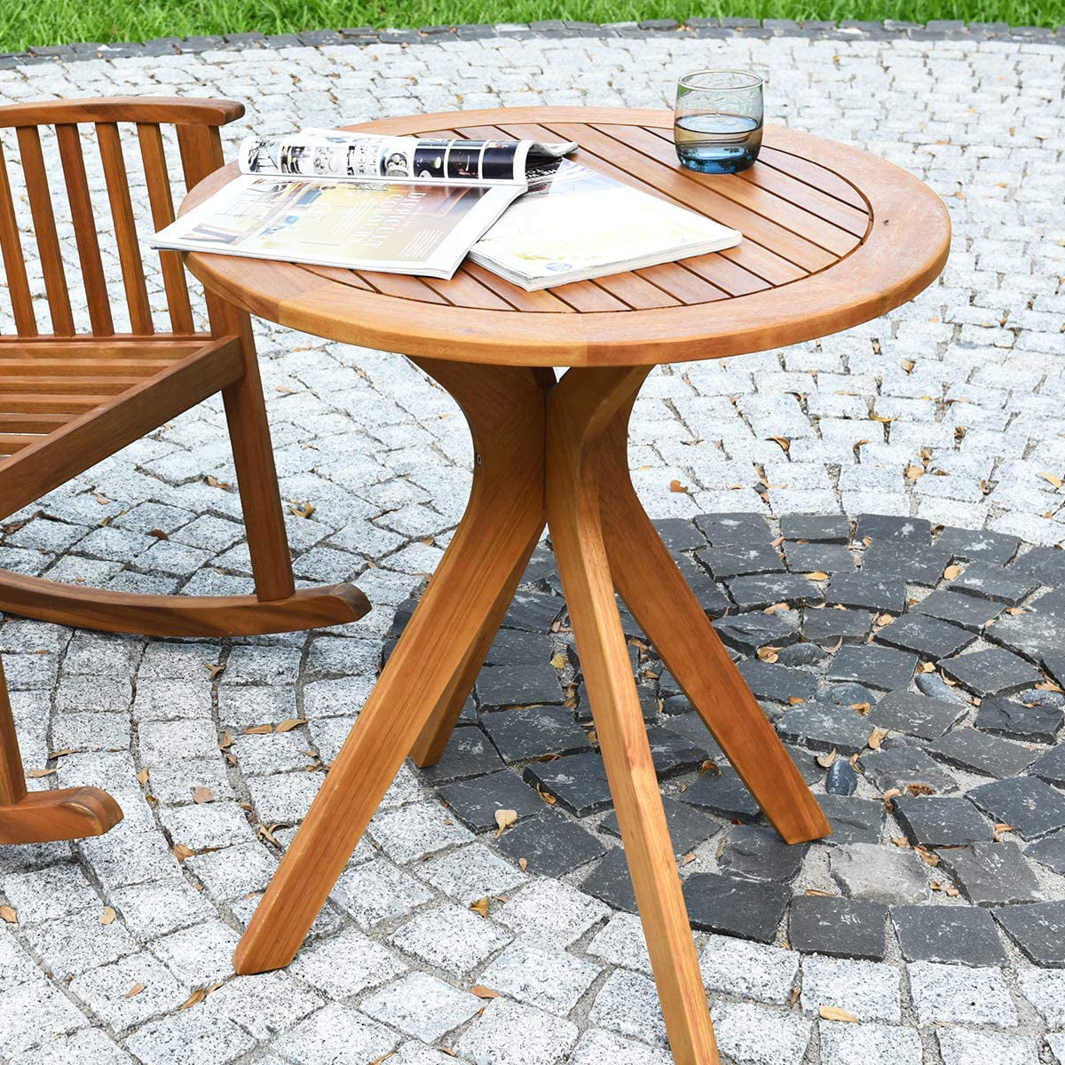 27.5 Inch Eucalyptus Wood Round Bistro Table W133