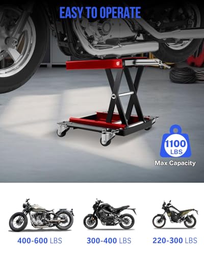1100LBS Motorcycle Scissor Lift Jack with Dolly Wheels I512
