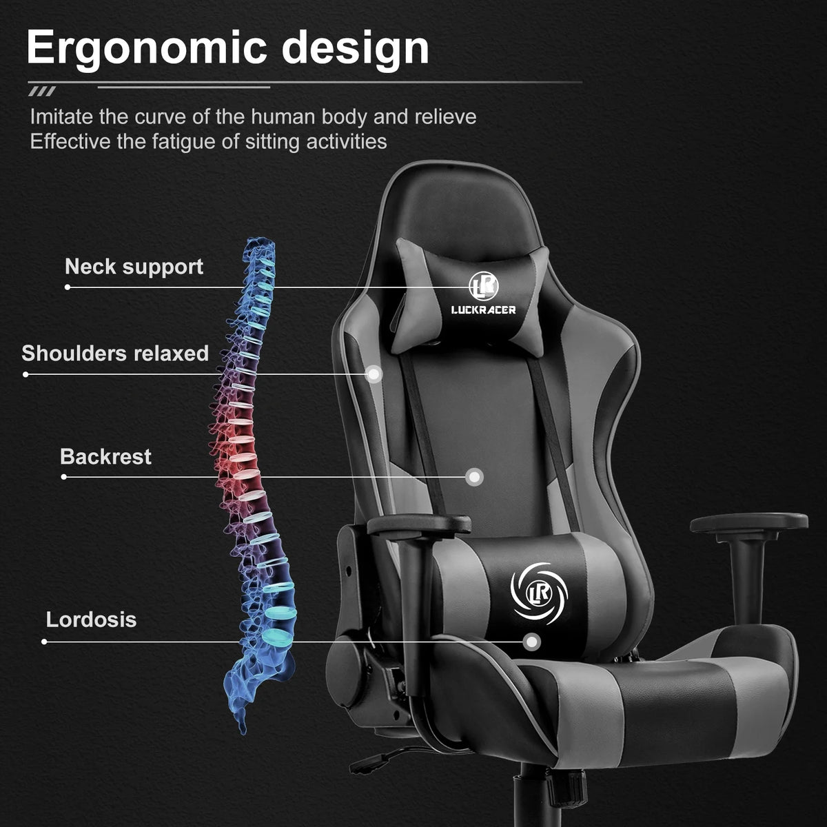Gray Massage Gaming Chair K306122