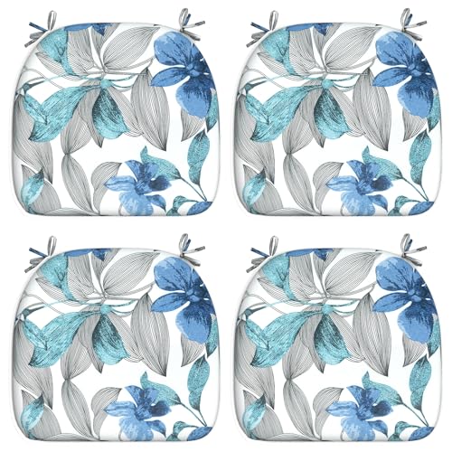 Patio Seat Cushions D16 x W17 Inches All Weather Set of 2 Grey Textured V851