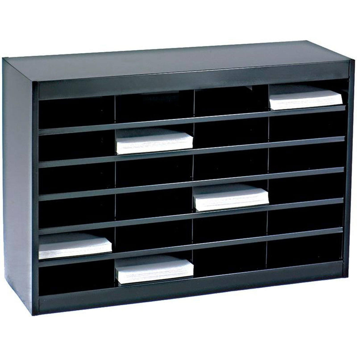 Black 24-Section Steel Literature Sorter G374