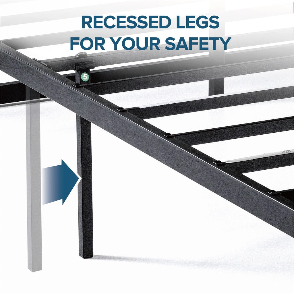 14" Metal Platform Bed Frame with Steel Slat Support, Twin Q78836