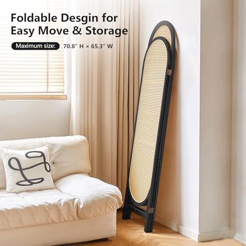 4 Panel Folding Rattan Room Divider A385