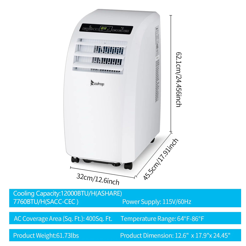 Portable Air Conditioner 7760BTU with Remote Control, White W8470