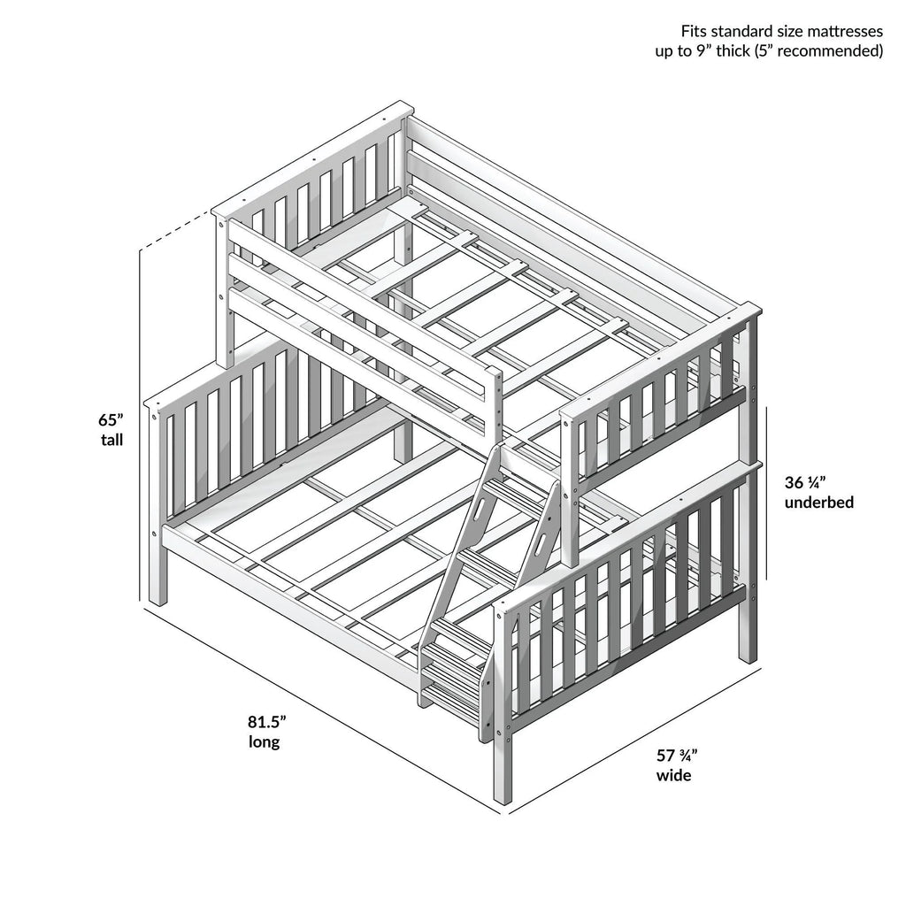 Twin over Full Solid Wood Bunk Bed Y4294