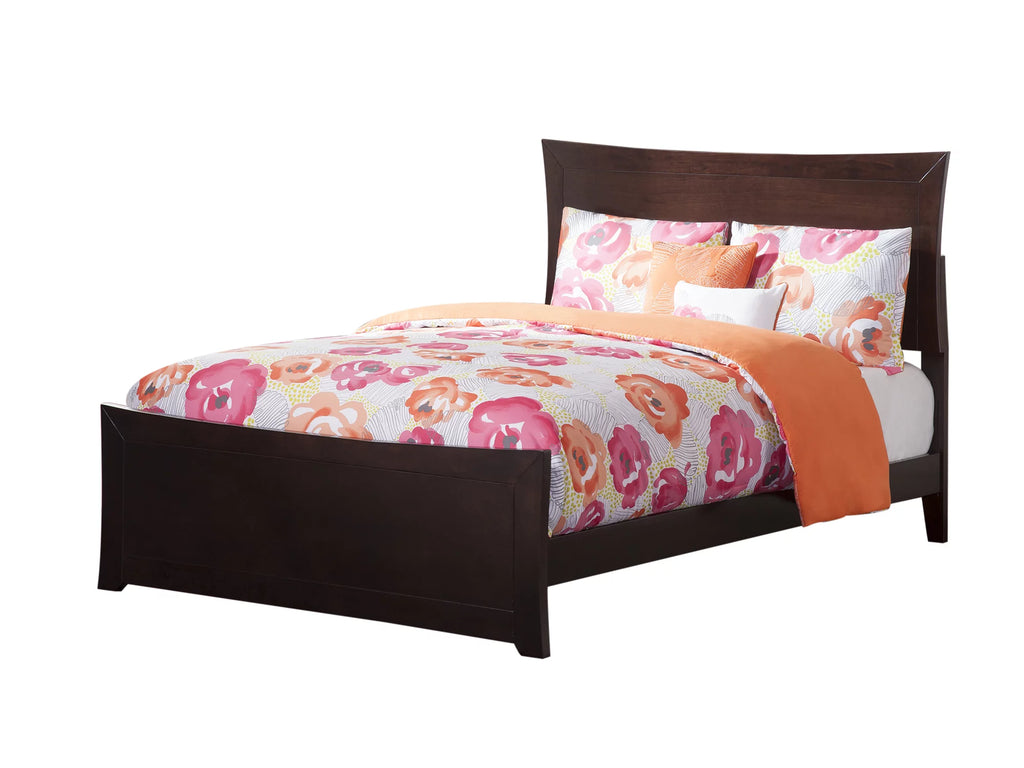 Full Wood Platform Bed Frame with Panel Headboard & Footboard Espresso F75305