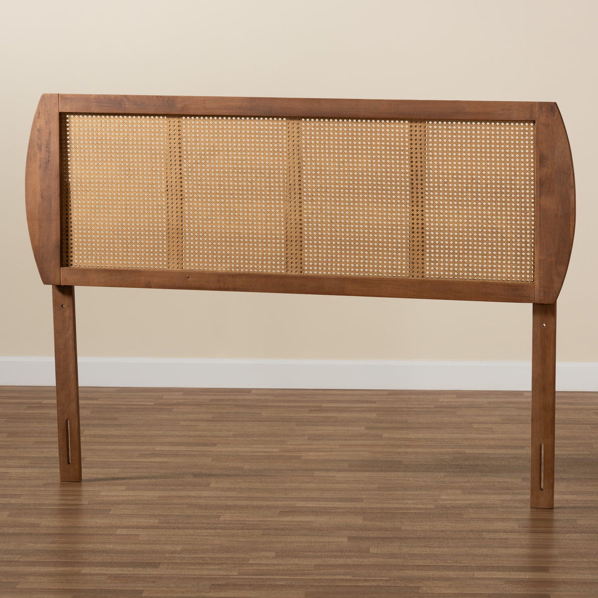 Ash Walnut Full Wood Rattan Headboard F136350