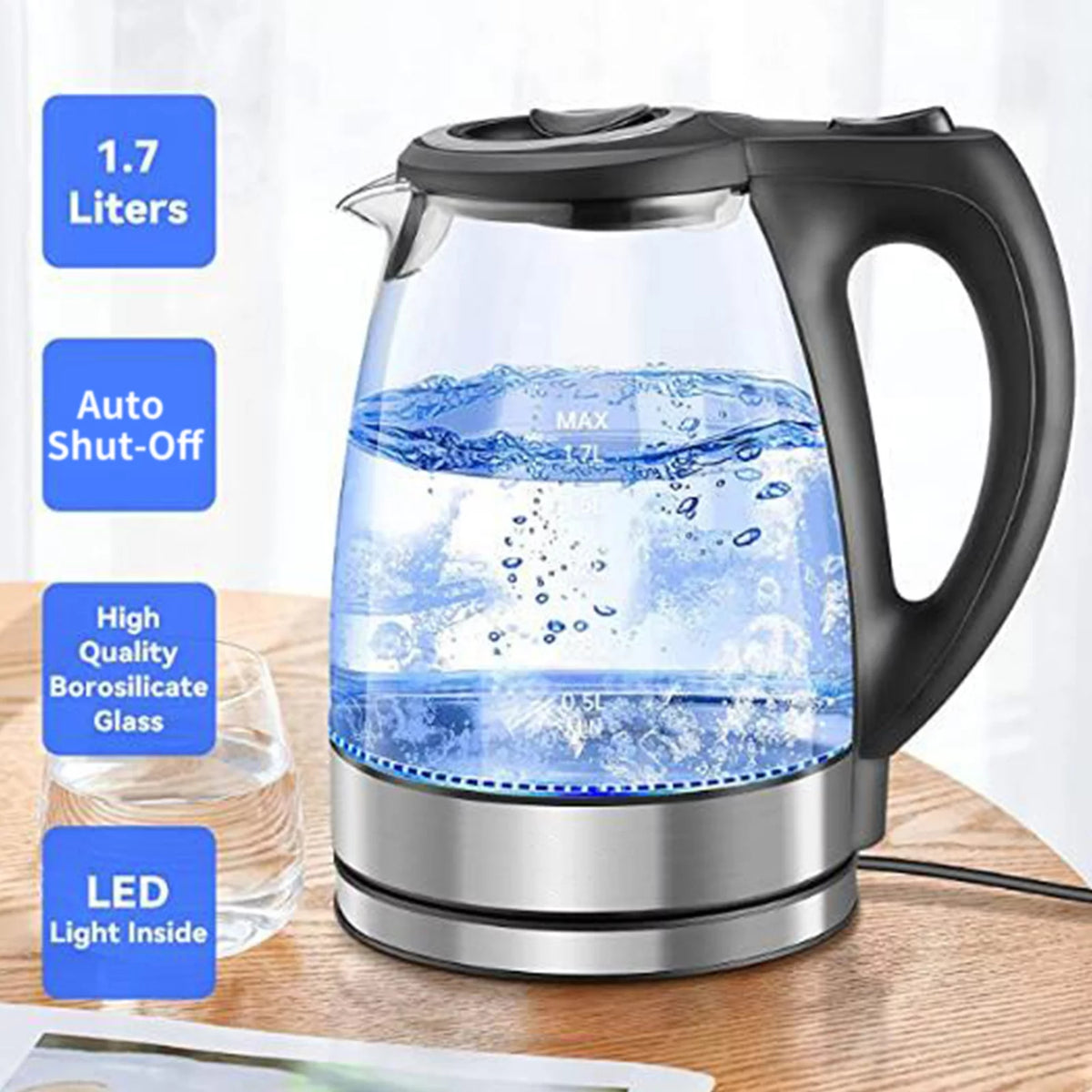 1.7L 1500W Glass Electric Kettle X80302