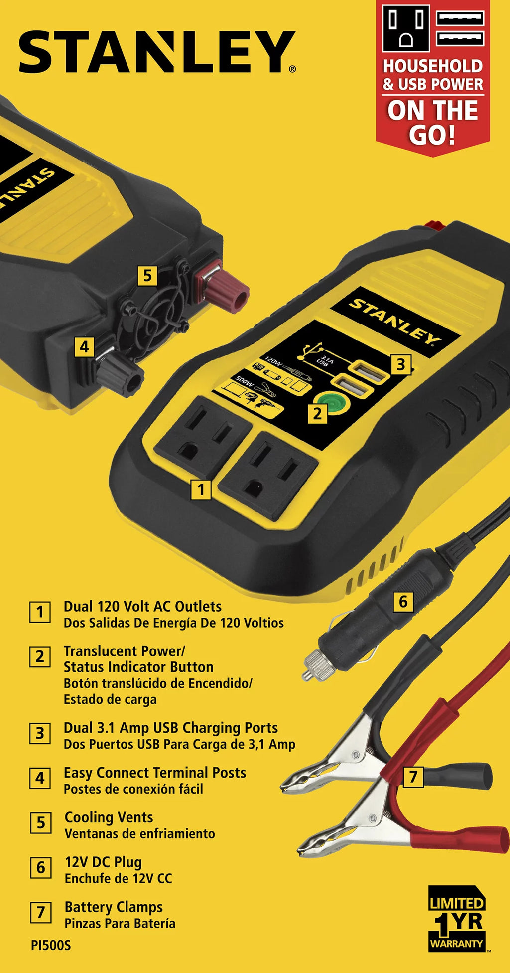500 W Portable Power Inverter 120 Volt Q100582
