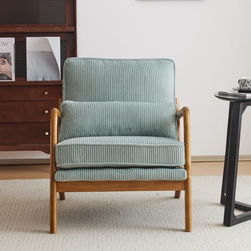 Teal Corduroy Upholstered Accent Chair with Pillow K7197