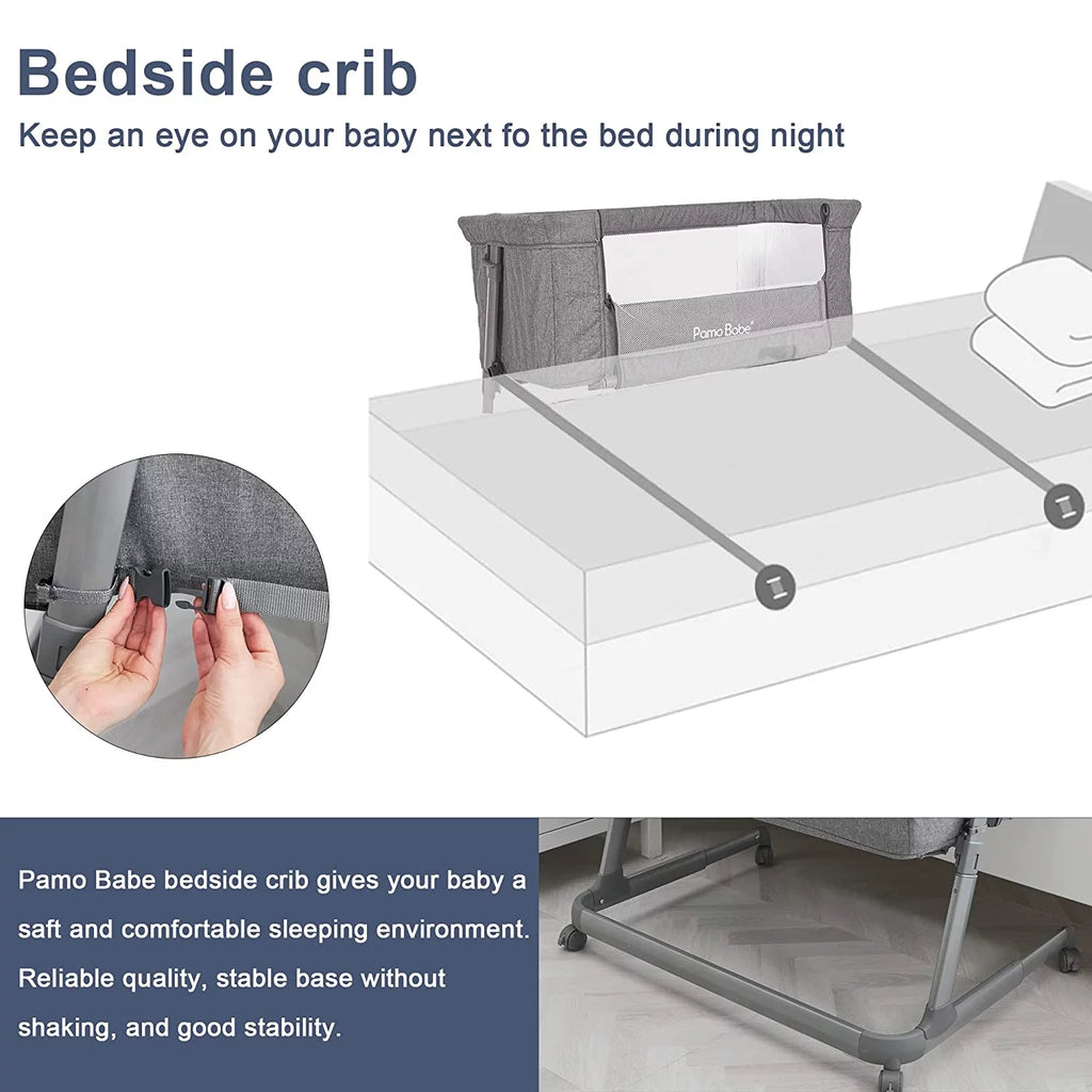 Grey Bassinet with Wheels and Folding Frame K684