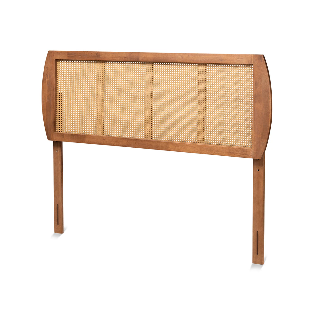 Ash Walnut Full Wood Rattan Headboard F136350