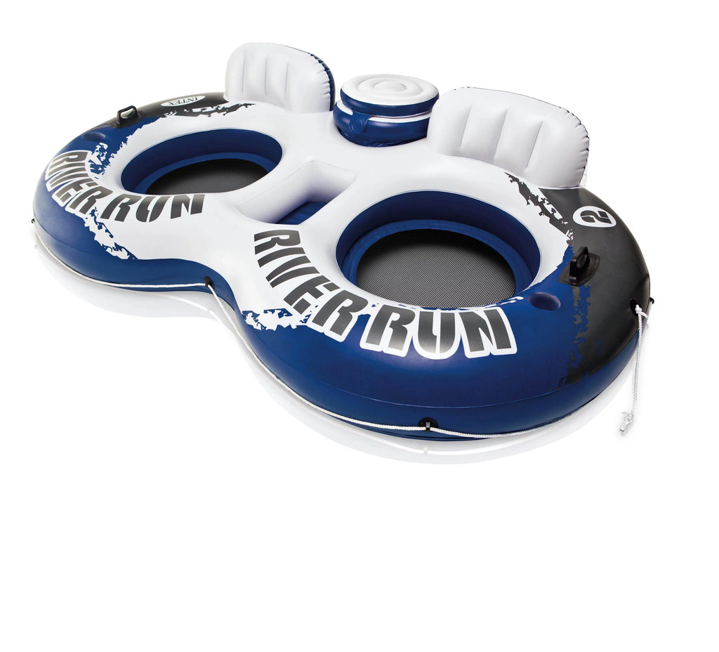 Inflatable 2 Person Pool Tube Float & Beverage Cooler Holder Q26234