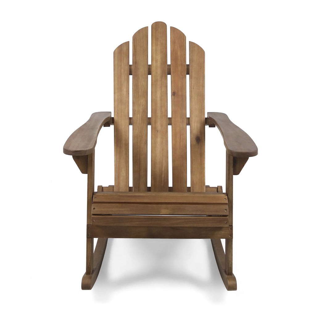 Dark Brown Acacia Wood Adirondack Rocking Chair V9232