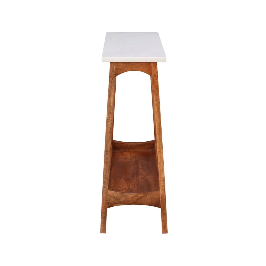 Brown Mango Wood and Marble Console Table E195