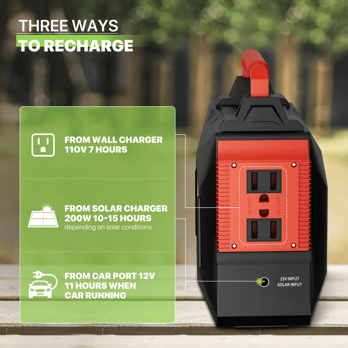 300W Portable Power Station with 100W Foldable Solar Panel, Black X620268