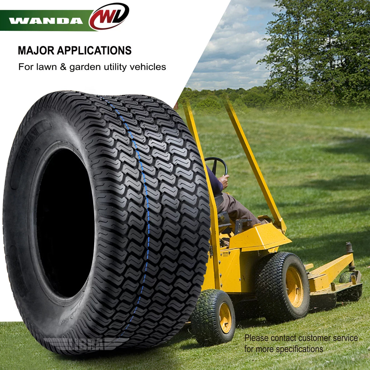 Set of 4 Lawn Mower Turf Tires 15x6-6 Front & 18x9.5-8 Rear M937427