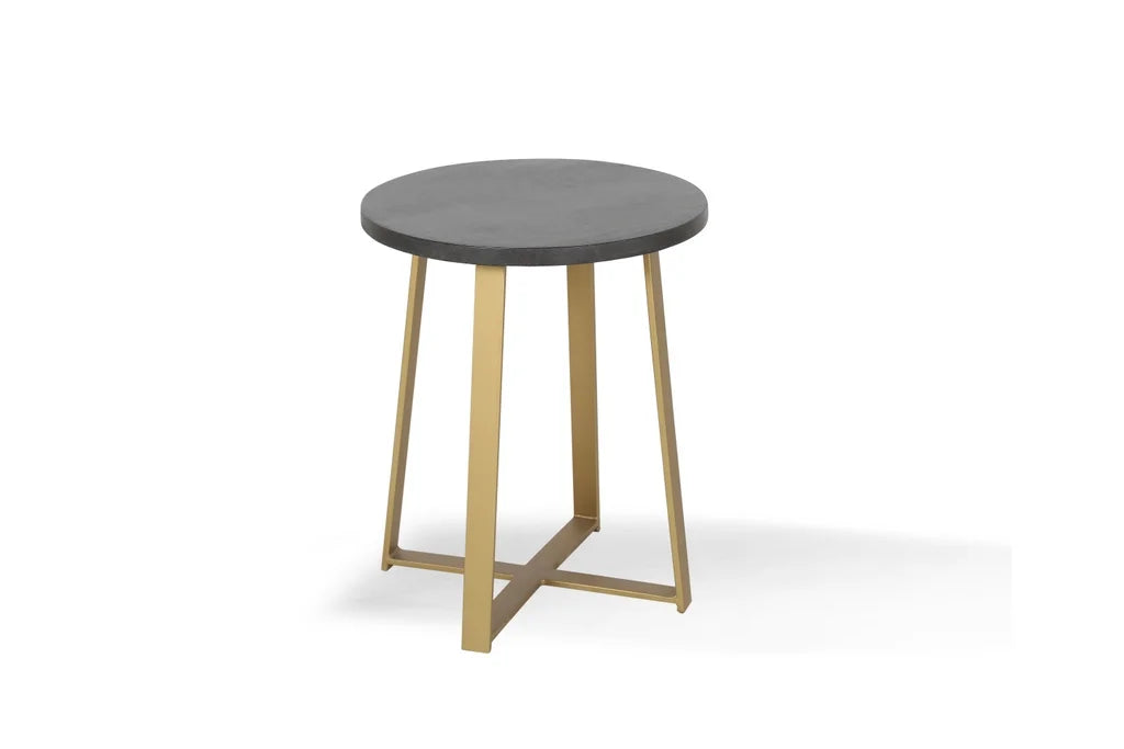 Black Wood Round Side Table D379806