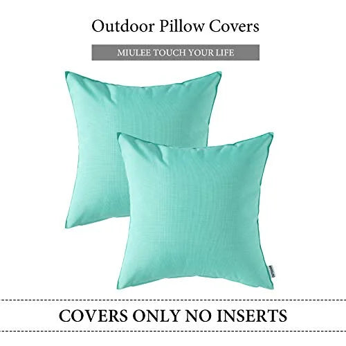 Pack of 2 Waterproof Outdoor Pillow Covers 18x18 Inch Light Green K9926
