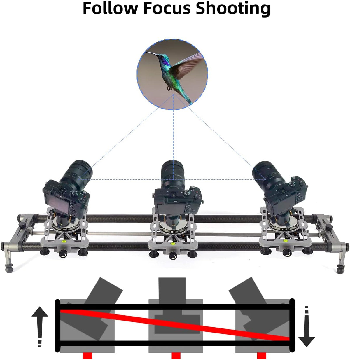 Motorized Camera Slider with App Control, 48'' Carbon Fiber Rail R836420