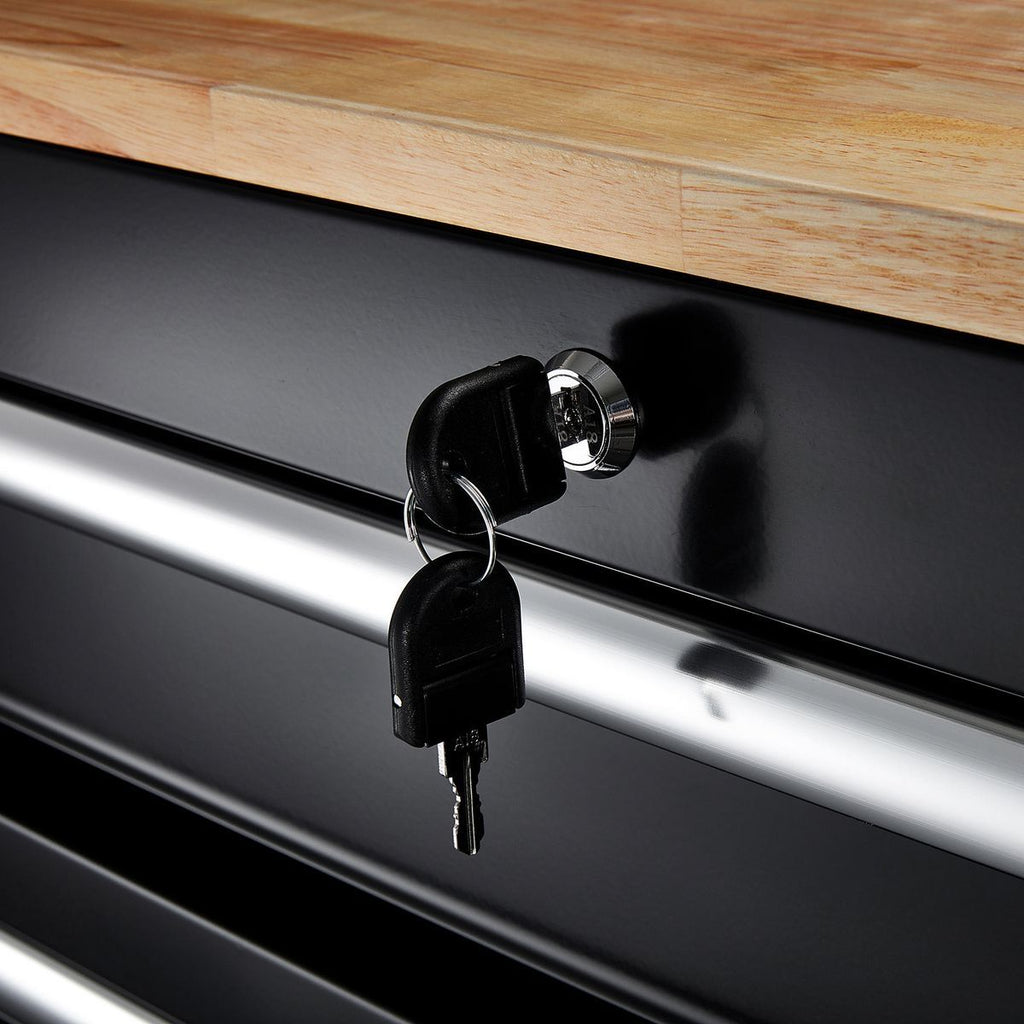 Black 9-Drawer Mobile Storage Cabinet with Solid Wood Top L776547