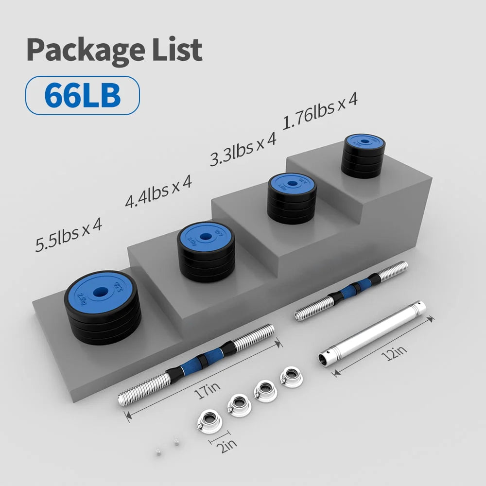 88 Lbs Adjustable Dumbbell Set with Connecting Rod S724936