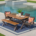 6-Piece Wicker Wood Outdoor Dining Set U69748