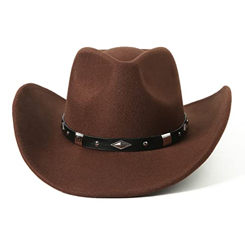 Felt Wide Brim Western Cowboy Hat with Belt Buckle M304
