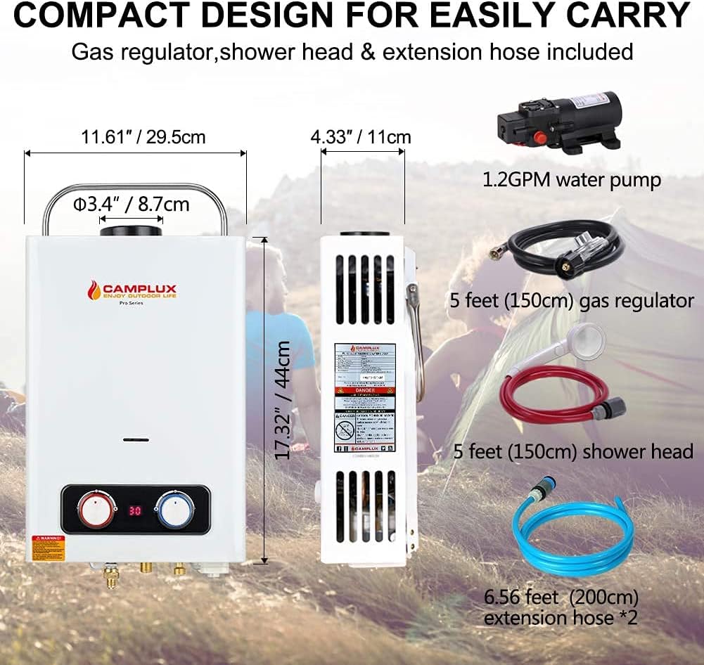 1.58 GPM Portable Propane Tankless Water Heater with Water Pump G48018