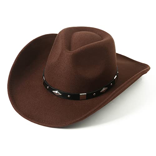 Felt Wide Brim Western Cowboy Hat with Belt Buckle M304