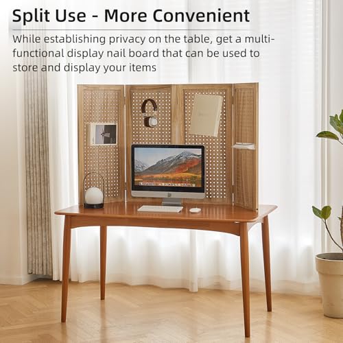 5.6Ft Wood Pegboard 4 Panel Folding Room Divider A8214