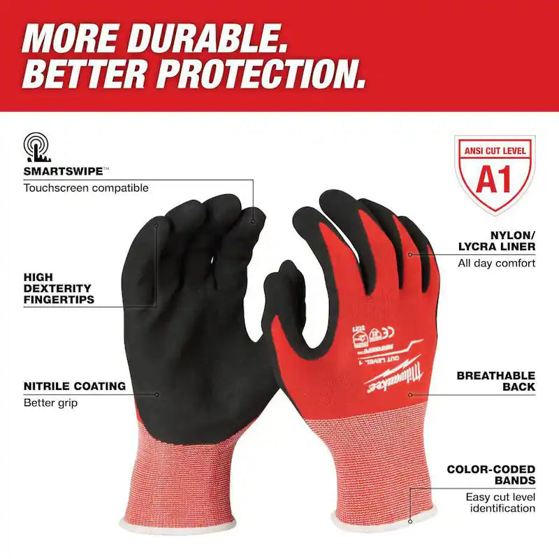 Red Nitrile Cut Resistant Work Gloves 30-Pack Y7323