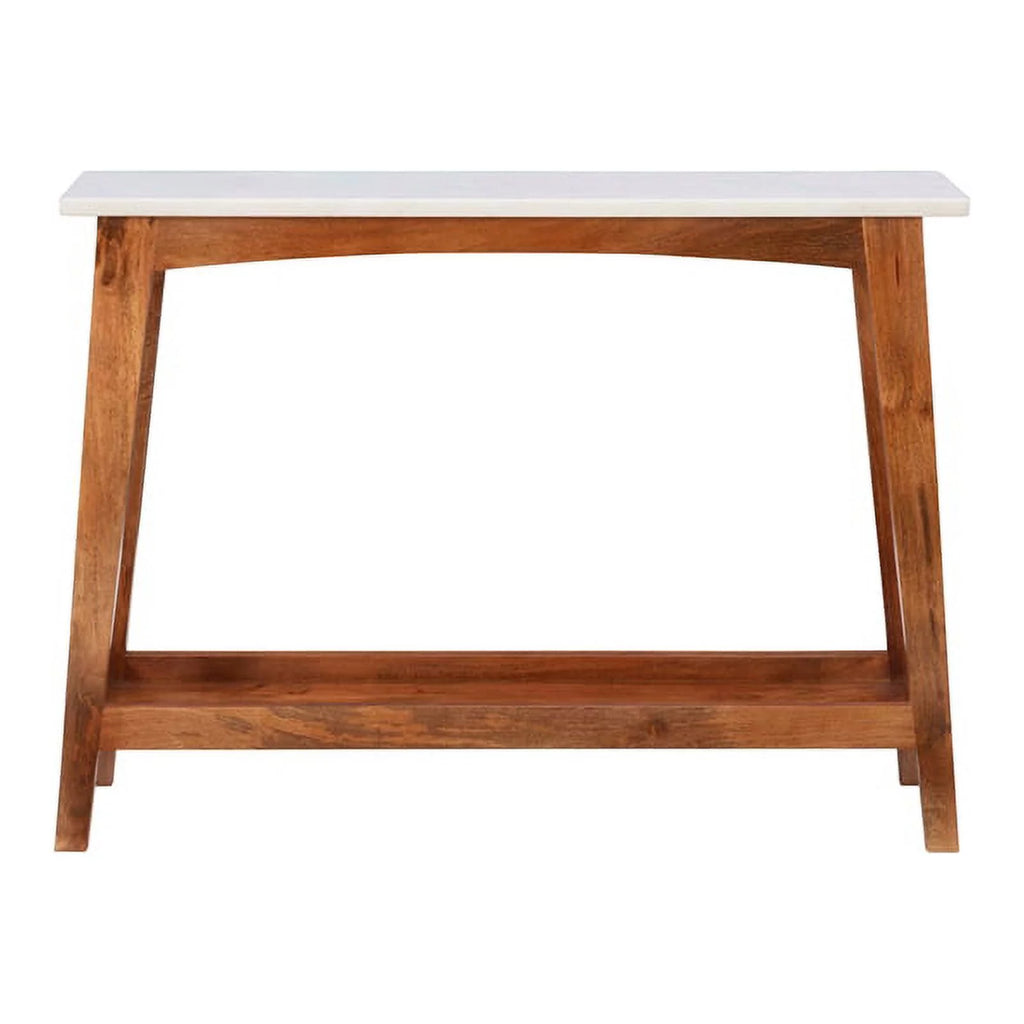 Brown Mango Wood and Marble Console Table E195
