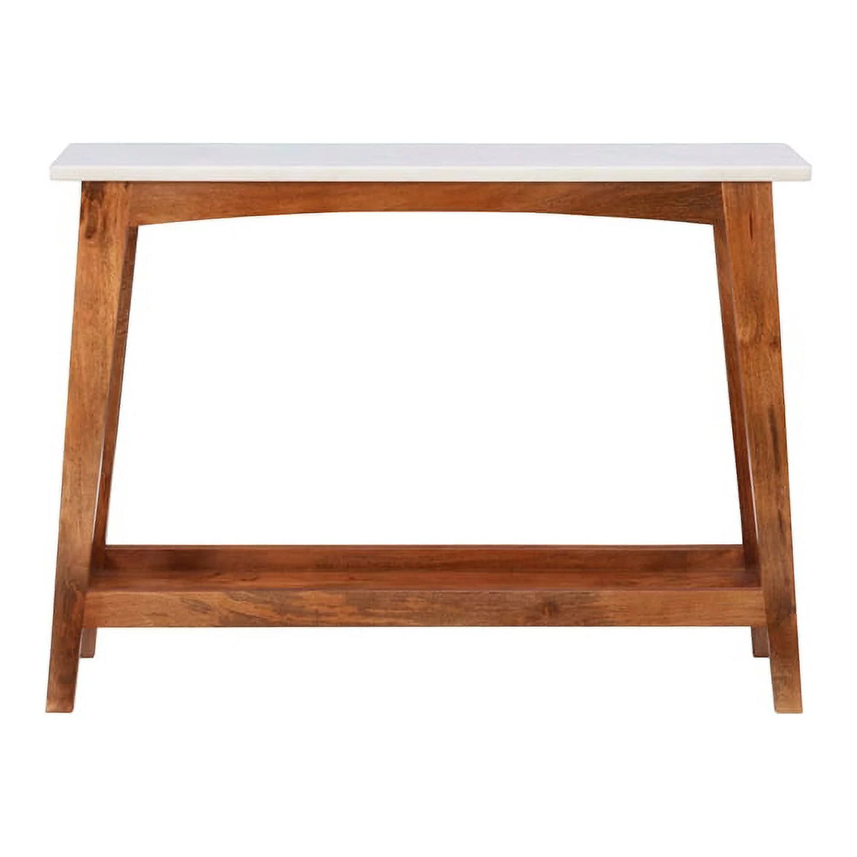 Brown Mango Wood and Marble Console Table E195