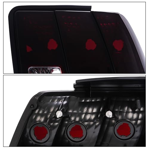 Pair Tail Lights Compatible with 1999-2004 Ford Mustang Rear Brake Lamps Red Smoke Lens Left & Right K6098