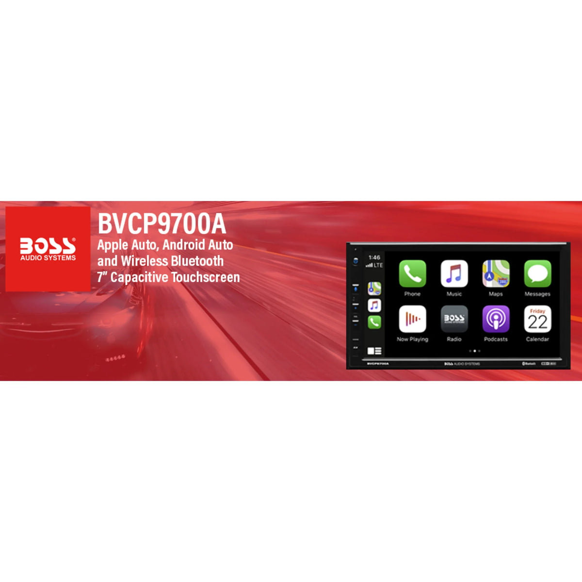 Double Din 7 Inch Touchscreen Car Stereo with Apple CarPlay Android Auto Bluetooth N77994